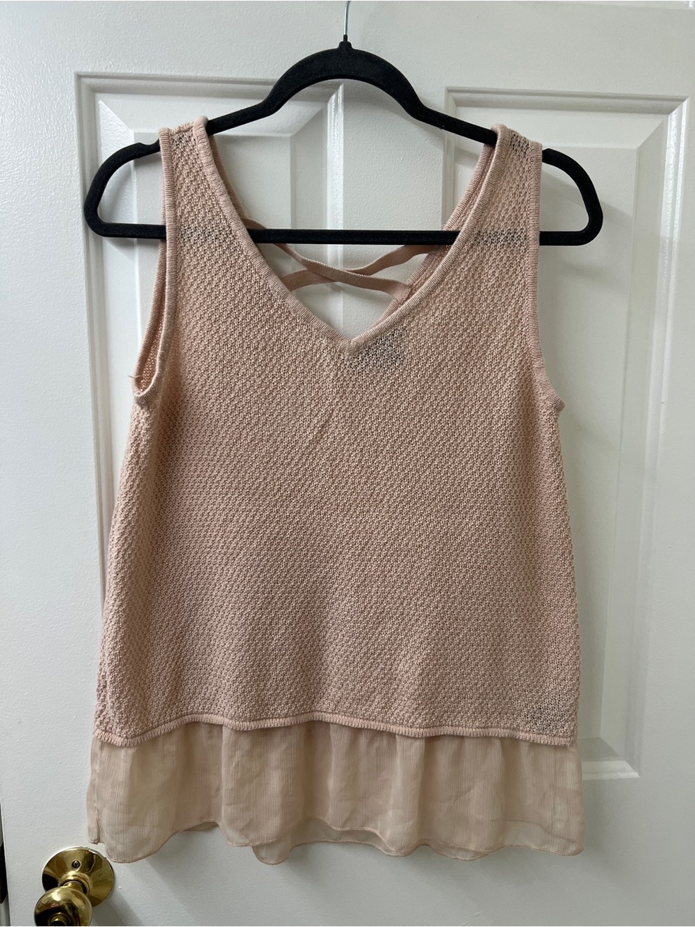 August Silk Blush Knit Tank with Chiffon Hem size medium